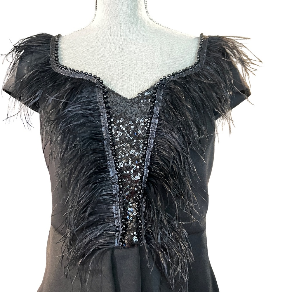# A189  For Her NYC   Black Feather  Sequin Glam Night out  Dress  NWT  XL - Picture 10 of 10